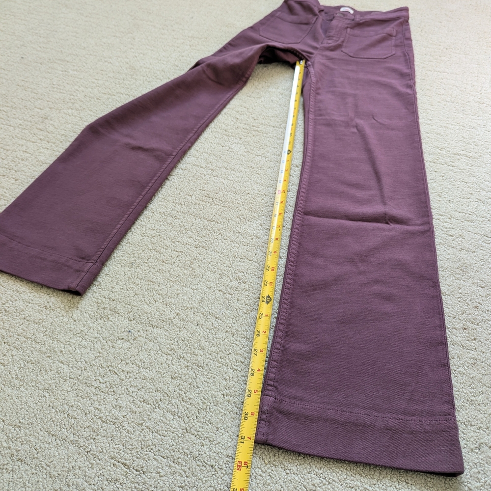 Faherty Stretch Terry Patch Pocket Wide Leg Pant Women 26 Purple High Rise NEW - Picture 7 of 7